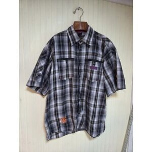 Stylish Black and Gray Plaid Button-Down Shirt